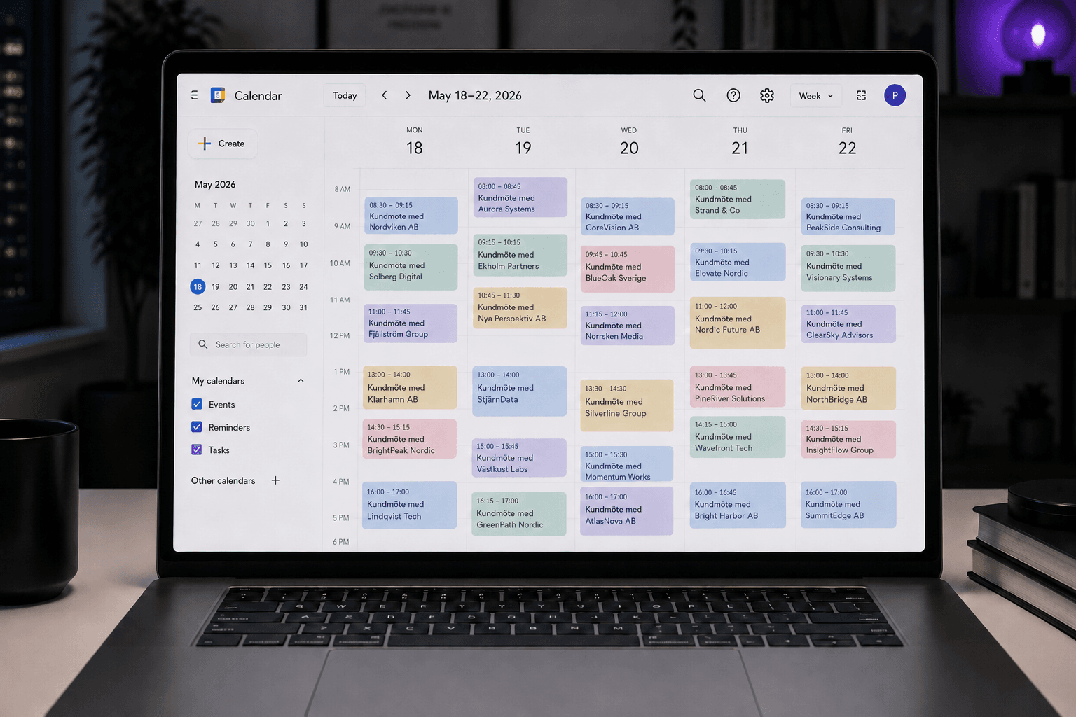 Calendly-kalender med bokade möten